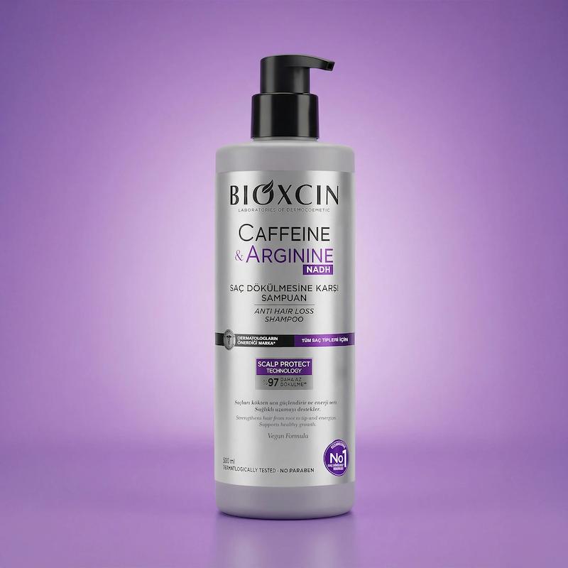 شامپو ضد ریزش بیوکسین Bioxcin حاوی کافئین و آرژینین حجم 500 میل