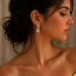 گوشواره جواهری مربعی ژوپینگ
