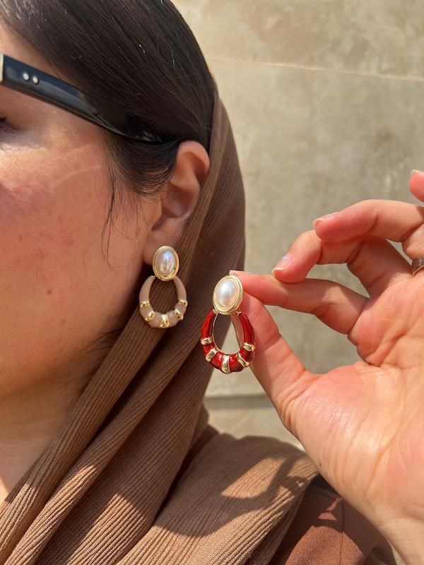 گوشواره میناکاری صدفی