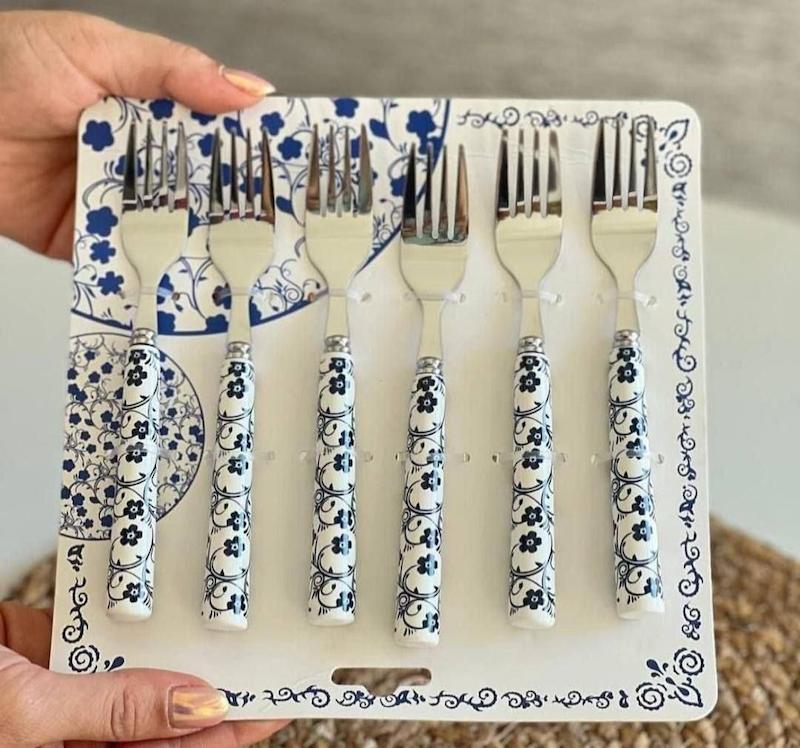 چنگال غذا خوری گل ابی دنی هوم