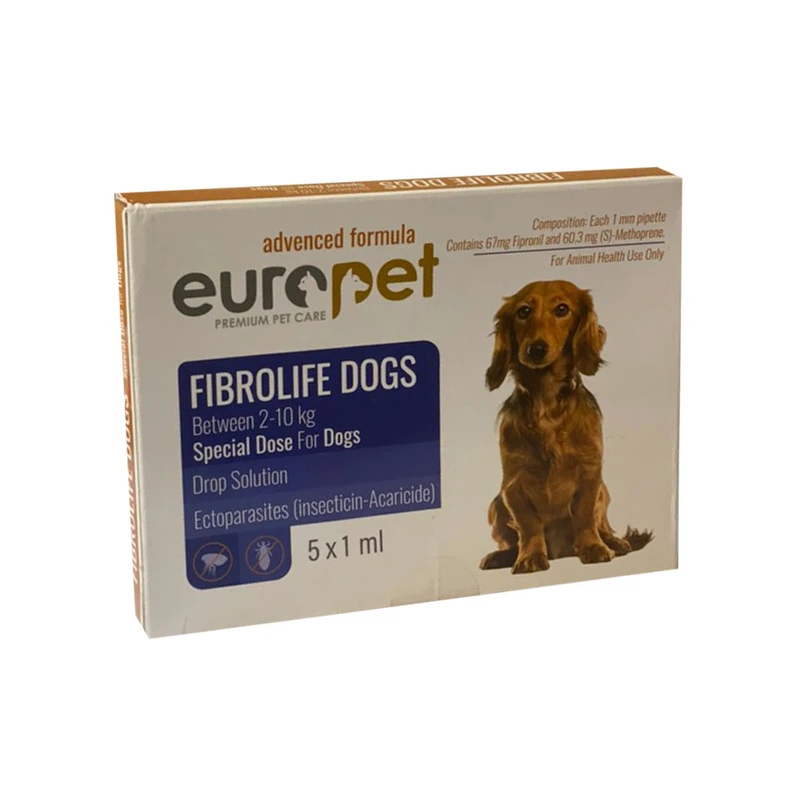 قطره ضد کک و کنه مخصوص سگ 2 تا 10 کیلو europet - بسته  5 عددی