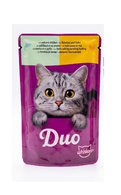 پوچ گربه ویسکاس مرغ و ماهی کاد 85 گرمی 