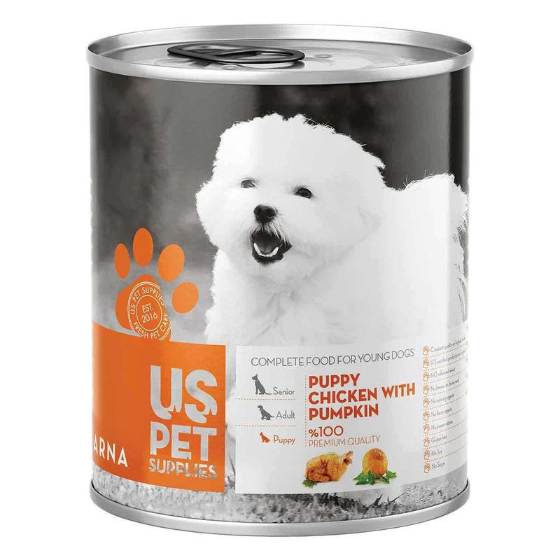 کنسرو پته مخصوص پاپی Us pet با طعم گوشت مرغ و کدو تنبل 400 گرمی