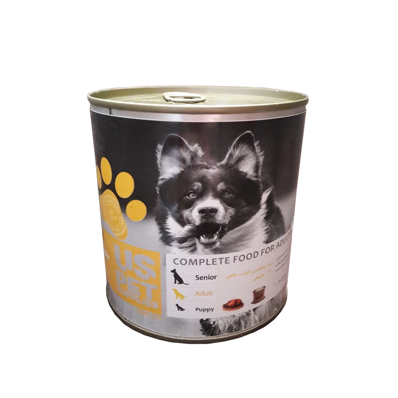کنسرو پته مخصوص سگ بالغ Us pet با طعم گوشت مرغ و برنج 800 گرمی