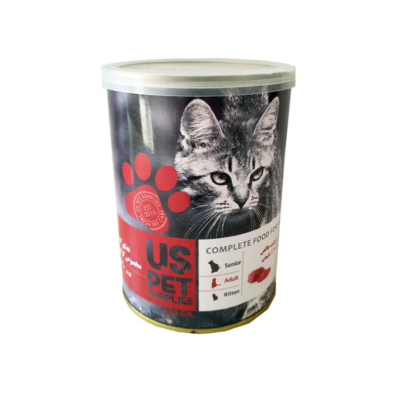 کنسرو پته مخصوص گربه بالغ Us pet با طعم گوشت خالص 430 گرمی