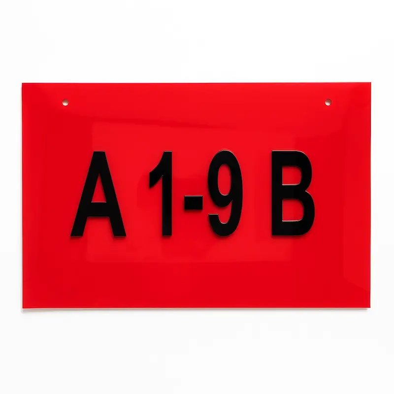 پلاک شماره گذاری انبار رنگ قرمز ابعاد 20x29 سانتیمتر