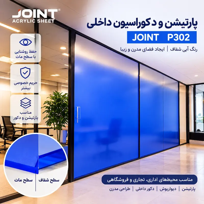 ورق پلکسی شفاف یک رو مات کد P302 - آبی شفاف وارداتی 