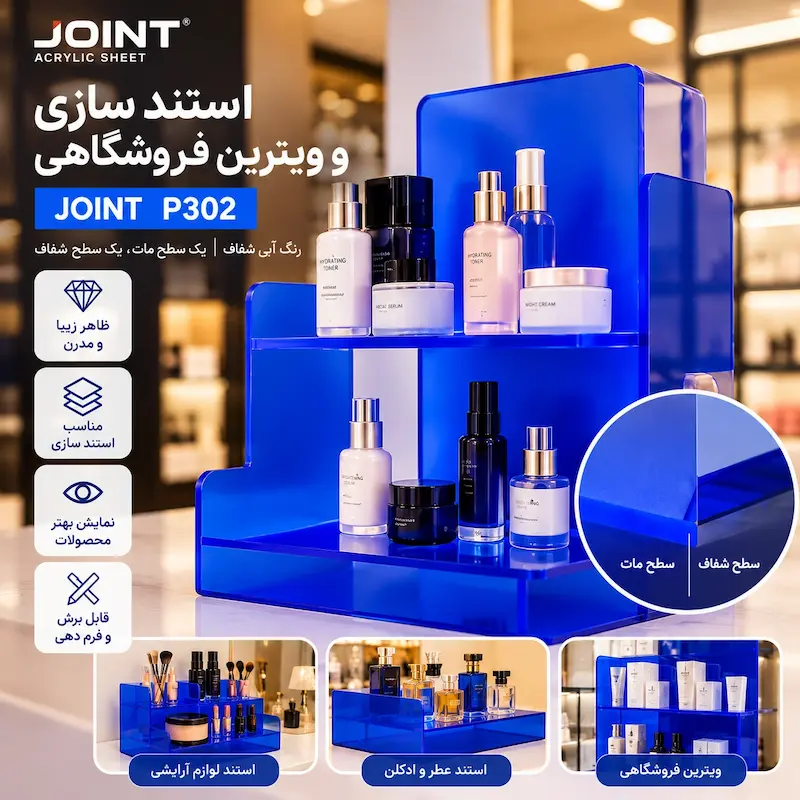 ورق پلکسی شفاف یک رو مات کد P302 - آبی شفاف وارداتی 