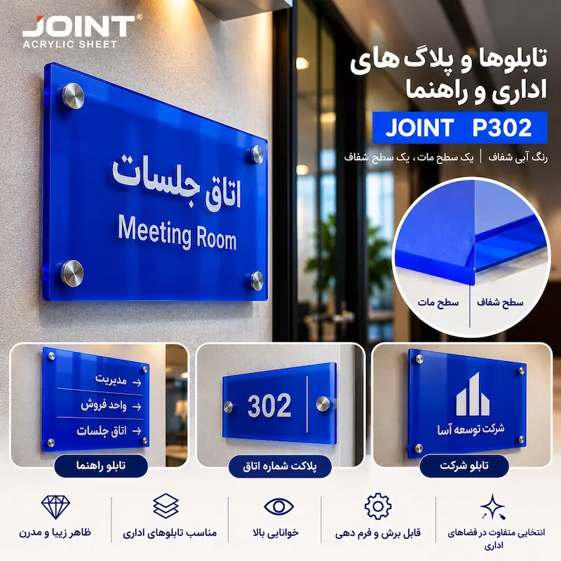 ورق پلکسی شفاف یک رو مات کد P302 - آبی شفاف وارداتی 