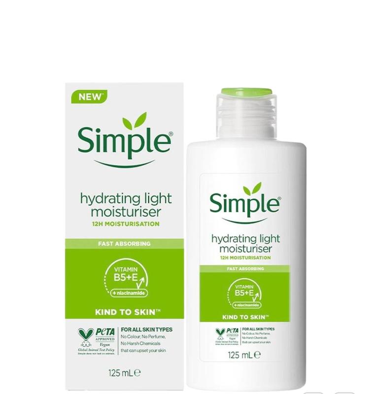 آبرسان و مرطوب کننده سیمپل مدل Light حجم 125میلی لیتر پوست چرب