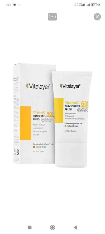 کرم ضد آفتاب بی رنگ Vitalayer حاوی ویتامین سی با SPF50 حجم 50 میل