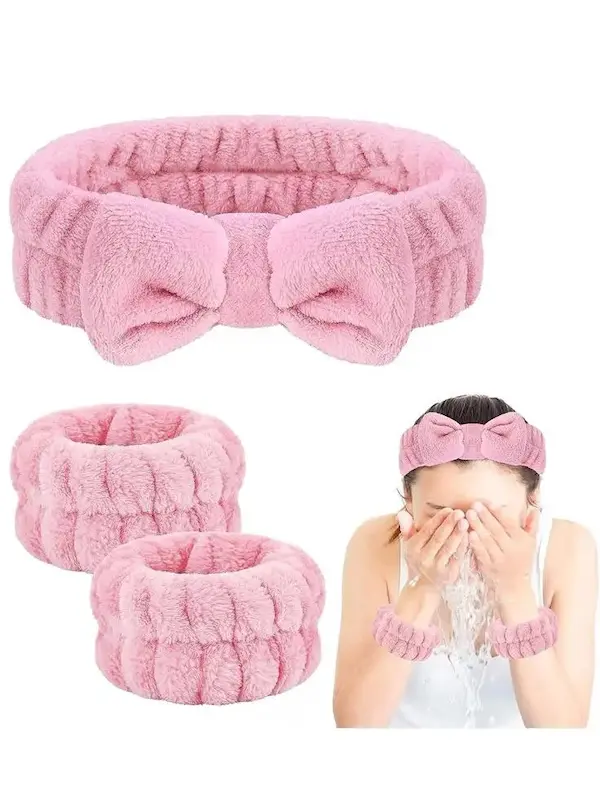 ست روتین مج بند و هدبند حوله ای