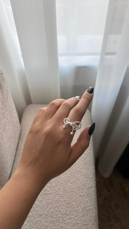 انگشتر آبکاری نقره مدل پاپیون