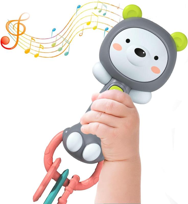 جغجغه موزیکال نوزاد Tazweeq مدل خرسی – دندان‌گیر و اسباب‌بازی حسی