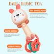 جغجغه موزیکال خرگوش صورتی نرم WHNKFB – دندان‌گیر نورانی و ایمن برای نوزادان (6 تا 18 ماه)