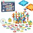 مگنت تایل چراغ‌دار ۱۰۵ تکه مدل HD109A | ست بزرگ Magnetic Blocks با مسیر لوله‌ای و توپ LED 🌈🧩