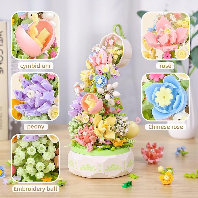 لگو  موزیکال گل و فنجان QLT مدل 611050 Botanical Collection چراغ‌دار و چرخان – 575 قطعه