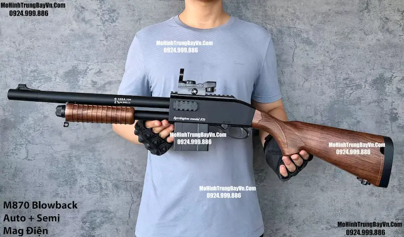 تفنگ اسباب‌بازی شاتگان M870 مدل DB-4089 بدنه نایلونی طرح چوب