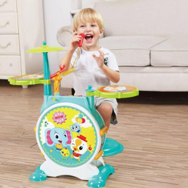 اسباب بازی اموزشی موزیکال جاز و درام بزرگ هولی تویز مدل 3130 Hola Toys Dimple Electric Big Toy Drum Set for Kids _اسباب بازی موسیقی