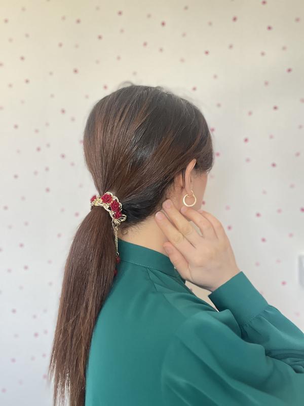 گیره دم اسبی گل رز🌹