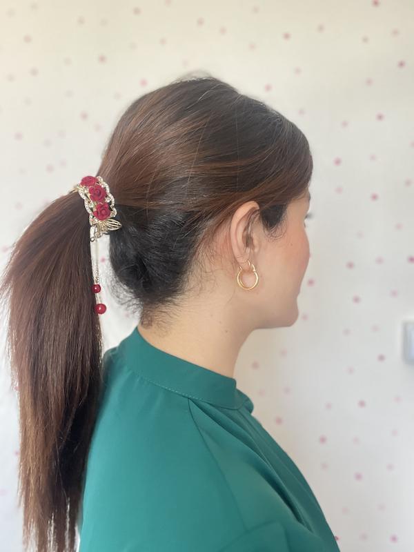 گیره دم اسبی گل رز🌹
