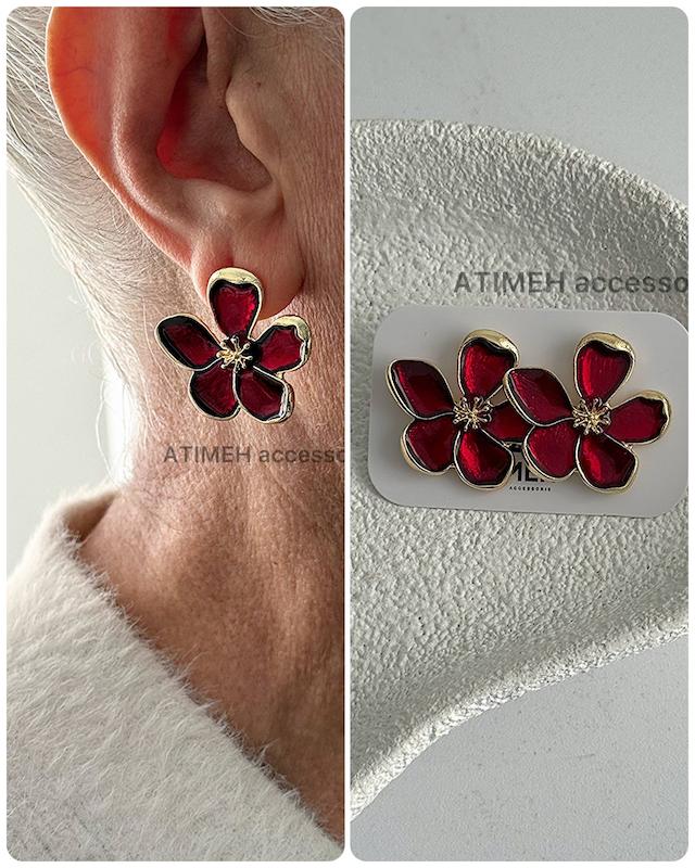 گوشواره گل زرشکی 