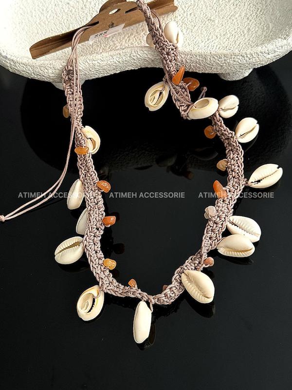 گردنبند ساحلی نارنجی کرم 