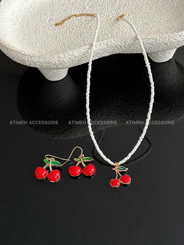 ست گردنبند گوشواره گیلاس 