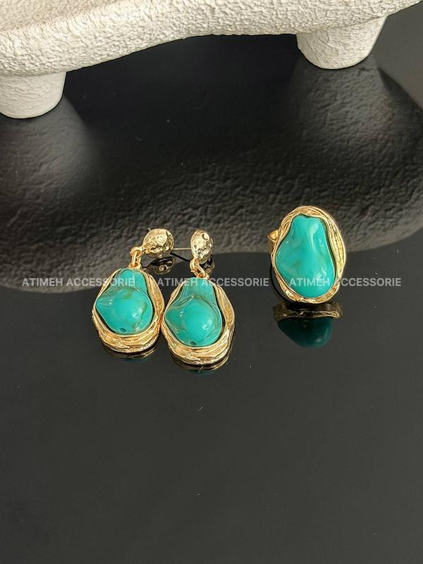 گوشواره و انگشتر فیروزه ترک 