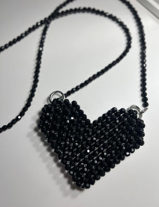 کیف قلبی کریستالی مشکی