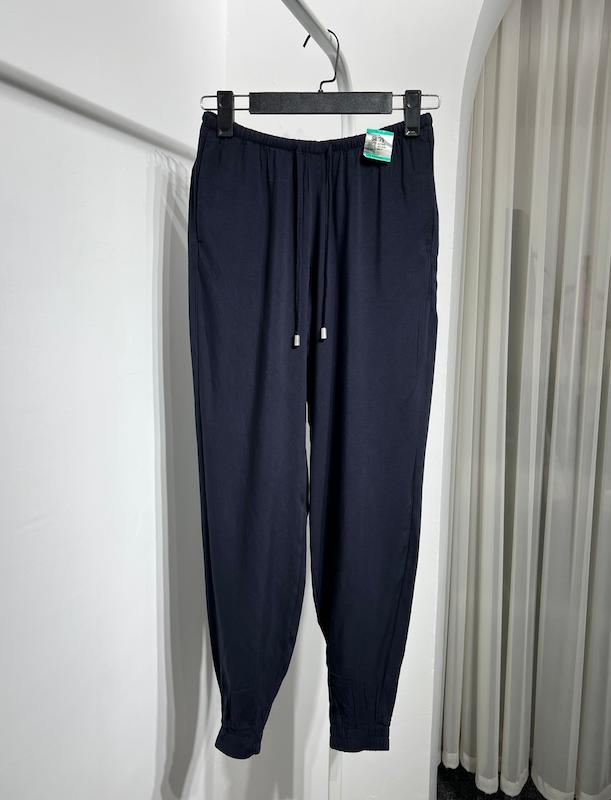 شلوار نخی کمرکشی سرمه ای زنانه H&M