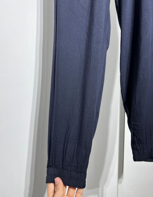 شلوار نخی کمرکشی سرمه ای زنانه H&M