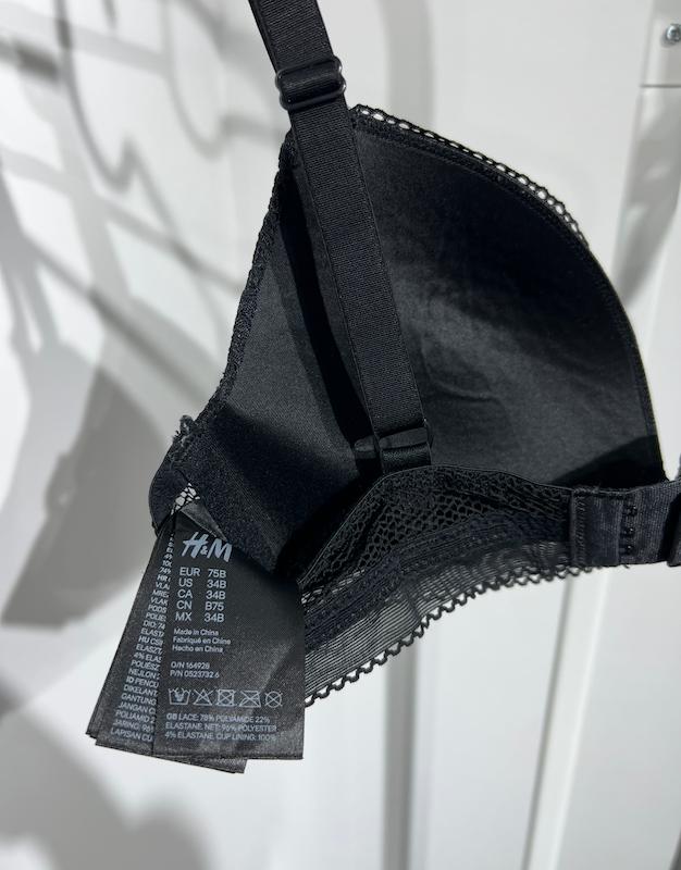 سوتین جکدار مشکی دانتل زنانه H&M