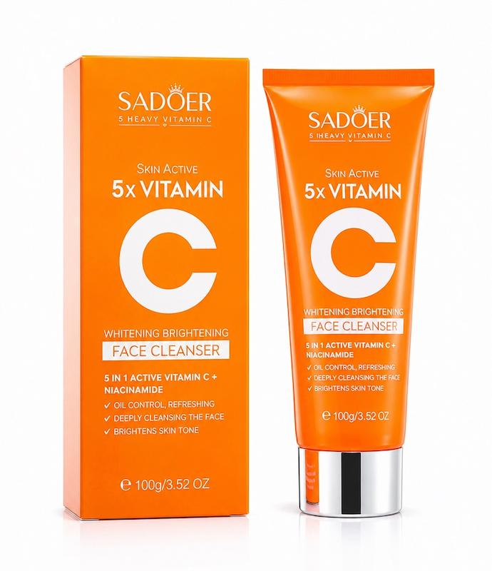 فیس واش ویتامین C سادور 5X | پاکسازی عمیق و روشن‌کننده پوست