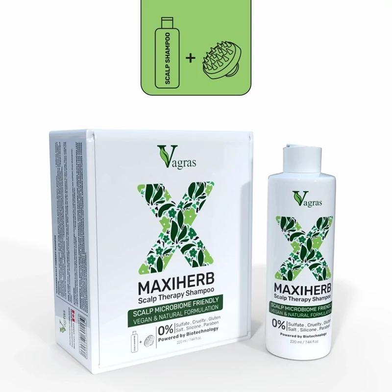 شامپو تقویت کننده مکسی هرب واگراس اسکالپ تراپی MAXIHERB حجم 220 میلی لیتر به همراه ماساژور