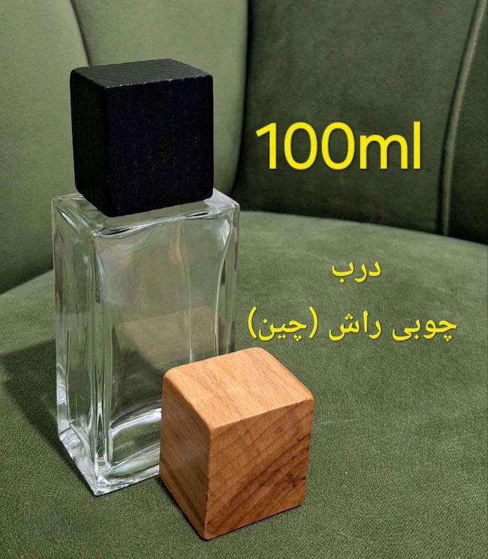 شیشه عطر 100 میل تخت بلند شفاف ایرانی با درب چوبی چینی ست کامل