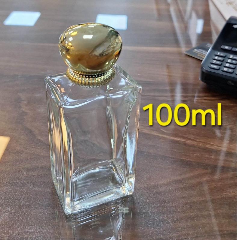 شیشه عطر 100 میل تخت بلند شفاف ایرانی با درب گنبدی طلایی چینی ست کامل