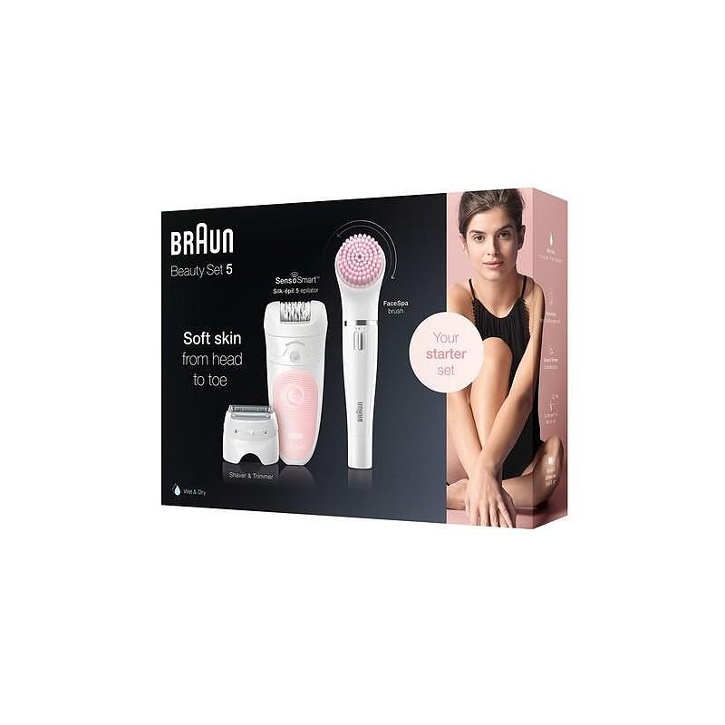 اپیلاتور مرطوب خشک و برس پاکسازی صورت براون  Braun Silk-épil Beauty-Set 5-875