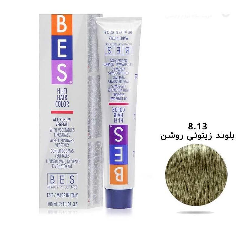 رنگ مو بس شماره 8.13 حجم 100 میلی لیتر رنگ بلوند زیتونی روشن