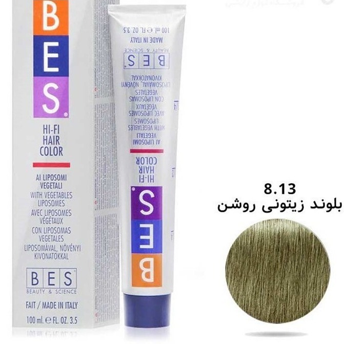 رنگ مو بس شماره 8.13 حجم 100 میلی لیتر رنگ بلوند زیتونی روشن