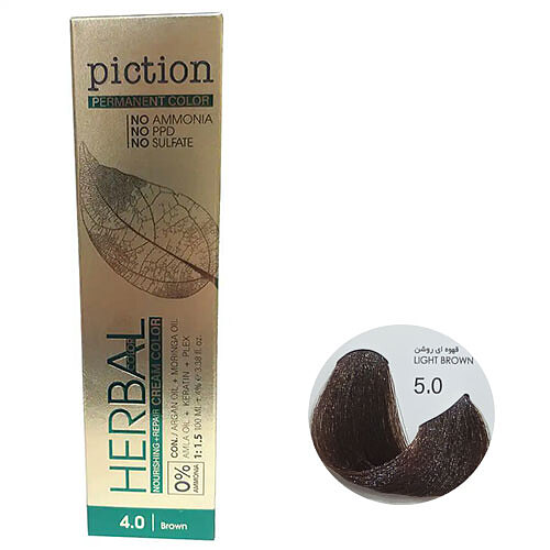 رنگ مو پیکشن سری طبیعی شماره 5.0 رنگ قهوه ای روشن حجم 100 میل
