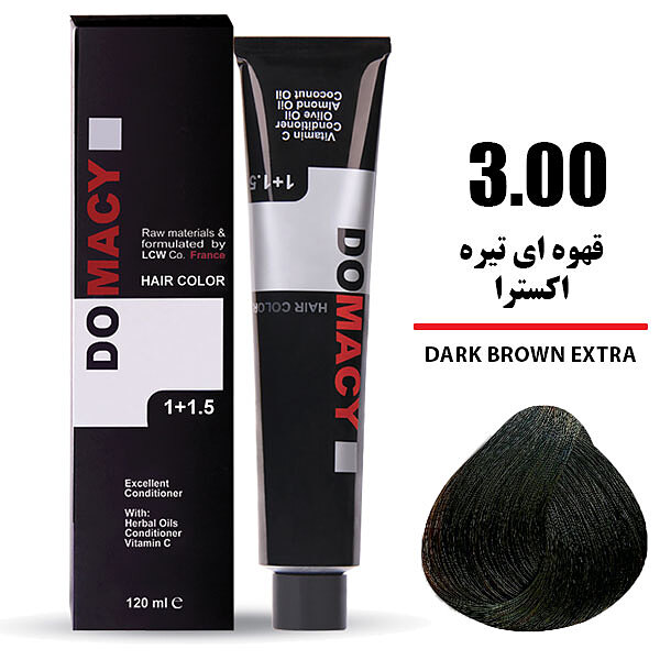 رنگ مو دوماسی سری طبیعی شماره 3.00 حجم 120 میلی لیتر رنگ قهوه ای تیره اکسترا