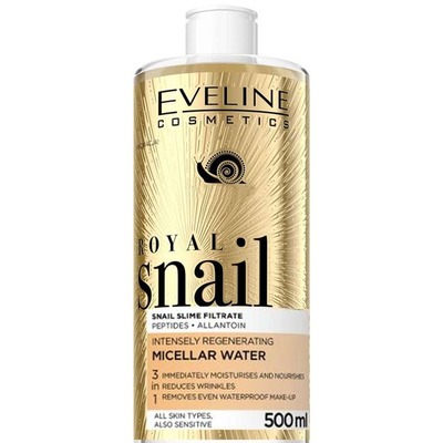 میسلار واتر پاک کننده آرایش و بازسازی حلزون اولاین Eveline Royal Snail حجم 500 میلی لیتر