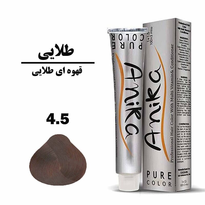 رنگ مو قهوه ای طلایی آنیکا ANIKA سری طلایی شماره 4.5 حجم 100 میلی لیتر