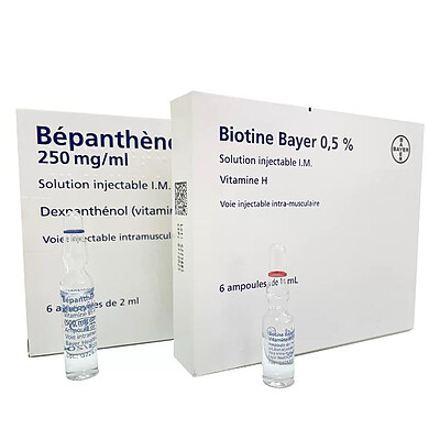 آمپول بیوتین و بپانتن (۶ جفت) بایر آلمان | Biotine and Bepanthene ampoule Bayer