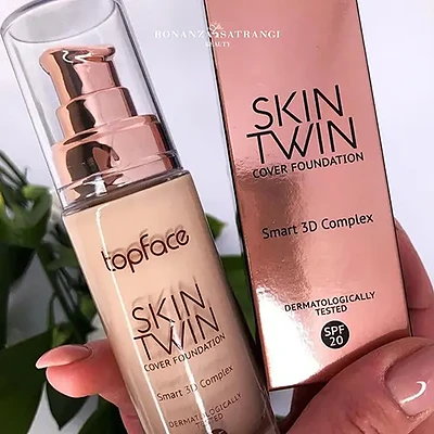 کرم پودر تاپ فیس topface مدل اسکین توئین شیشه ای skin twin cover foundation شماره 04