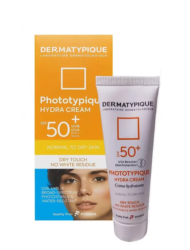 ضد آفتاب بی رنگ هیدرا مناسب پوست خشک +SPF50 درماتیپیک