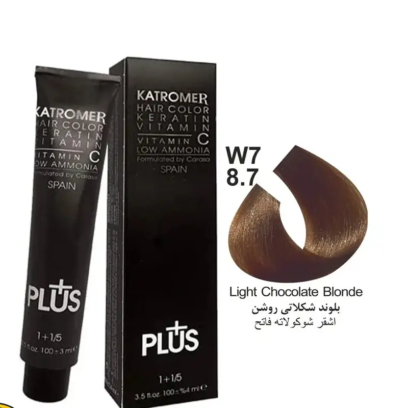 رنگ مو کاترومر رنگ بلوند شکلاتی روشن شماره W7-8.7 حجم 100 میلی‌لیتر