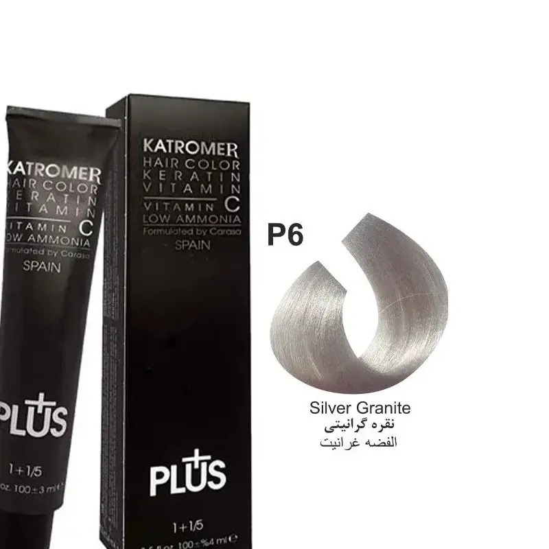 رنگ مو کاترومر رنگ نقره‌ای گرانیتی شماره P6 حجم 100 میلی‌لیتر