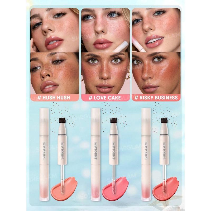 قلم دوکاره رژگونه و کک‌ و مک شيگلم مدل Sunspell Freckle & Flush Pen رنگ RISKY BUSINESS